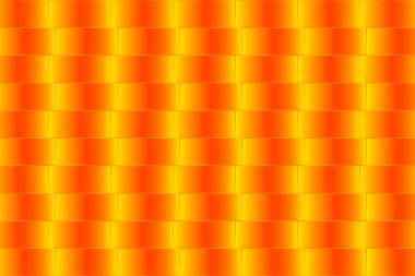 Turuncu eğimli tuğlalar beyaz arka planda bir kafeterya duvarı illüzyonu yaratıyor