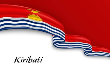 Kiribati bayrağıyla kurdele sallıyor. Bağımsızlık Günü poster tasarımı için şablon