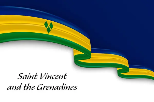 stock vector Waving ribbon with flag of Saint Vincent and the Grenadines. Template for independence day poster design