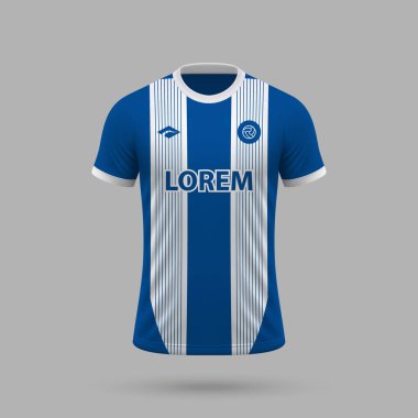 3D gerçekçi futbol forması Alaves tarzı, futbol tişörtü şablonu 2024