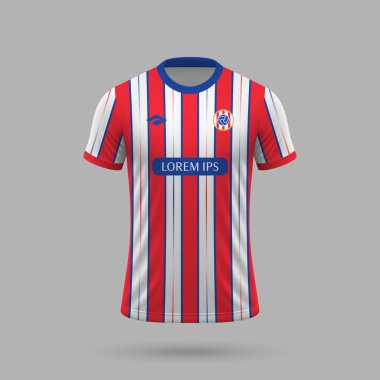 3D gerçekçi futbol forması Atletico tarzı, futbol tişörtü şablonu 2024