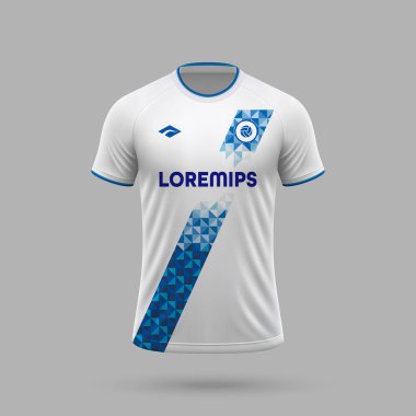 Auxerre tarzı 3D gerçekçi futbol forması, futbol tişörtü şablonu 2024