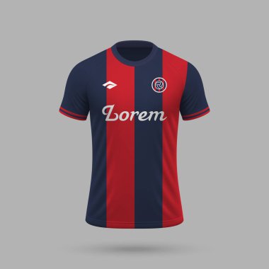 Bologna tarzında 3D gerçekçi futbol forması, futbol tişörtü şablonu 2024