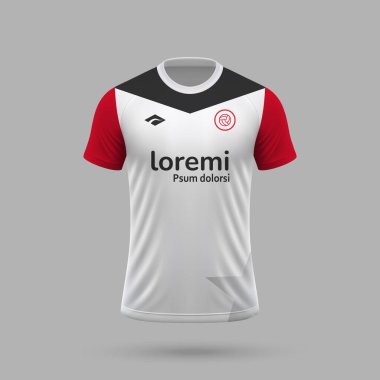 Eintracht Frankfurt tarzında 3D gerçekçi futbol forması, futbol tişörtü şablonu 2024