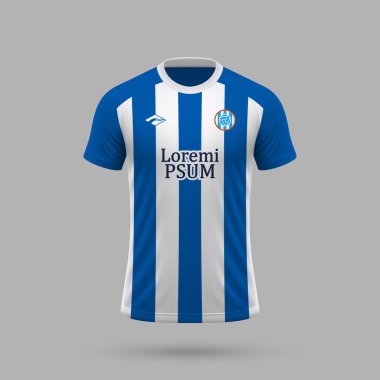 3D gerçekçi futbol forması Espanyol tarzı, futbol tişörtü şablonu 2024