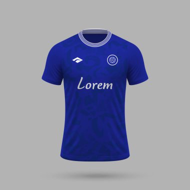 Everton stili 3D gerçekçi futbol forması, futbol tişörtü şablonu 2024