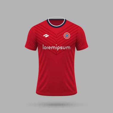 Lille stili 3D gerçekçi futbol forması, futbol tişörtü şablonu 2024