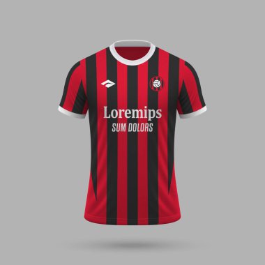 Milan tarzında 3D gerçekçi futbol forması, futbol tişörtü şablonu 2024