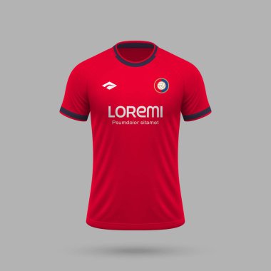 3D gerçekçi futbol forması Osasuna tarzı, futbol tişörtü şablonu 2024