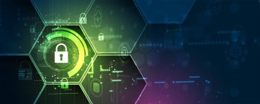 İş geçmişi için internet dijital siber güvenlik teknolojisi kavramı. Yaban domuzunu kilitle.