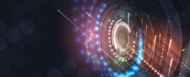 Kuantum işleme. Derin öğrenme yapay zekası. İşletme veya bilim sunumu için gelecekteki yeni teknoloji. Vektör arkaplanı