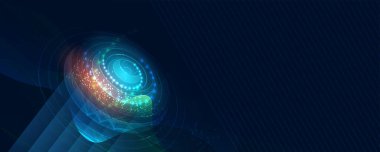 Kuantum işleme. Derin öğrenme yapay zekası. İşletme veya bilim sunumu için gelecekteki yeni teknoloji. Vektör arkaplanı