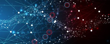 Neural ağ kavramı. Hücreleri bağlantıları ile bağlı. Yüksek teknoloji işlemi. Fütüristik arka plan