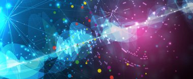 Kuantum işleme. Derin öğrenme yapay zekası. İşletme veya bilim sunumu için gelecekteki yeni teknoloji. Vektör arkaplanı