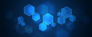 Soyut altıgen arkaplan. Teknoloji çocuk felci tasarımı. Dijital gelecekçi minimalizm. Vektör