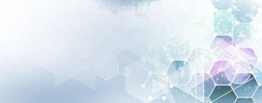 Soyut altıgen arkaplan. Teknoloji çocuk felci tasarımı. Dijital gelecekçi minimalizm. Vektör