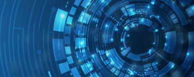 Kuantum işleme. Derin öğrenme yapay zekası. İşletme veya bilim sunumu için gelecekteki yeni teknoloji. Vektör arkaplanı