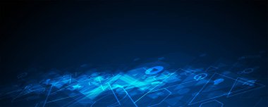 Kuantum işleme. Derin öğrenme yapay zekası. İşletme veya bilim sunumu için gelecekteki yeni teknoloji. Vektör arkaplanı