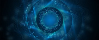 Kuantum işleme. Derin öğrenme yapay zekası. İşletme veya bilim sunumu için gelecekteki yeni teknoloji. Vektör arkaplanı