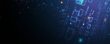 Kuantum işleme. Derin öğrenme yapay zekası. İşletme veya bilim sunumu için gelecekteki yeni teknoloji. Vektör arkaplanı