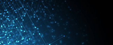 Kuantum işleme. Derin öğrenme yapay zekası. İşletme veya bilim sunumu için gelecekteki yeni teknoloji. Vektör arkaplanı