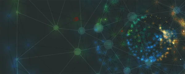 神经网络的概念 连接的单元格 高技术的过程 抽象未来背景 — 图库矢量图片