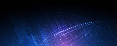 Kuantum işleme. Derin öğrenme yapay zekası. İşletme veya bilim sunumu için gelecekteki yeni teknoloji. Vektör arkaplanı