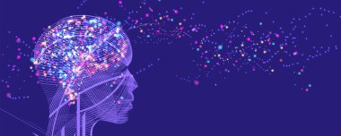 Neural ağ kavramı. Hücreleri bağlantıları ile bağlı. Yüksek teknoloji işlemi. Fütüristik arka plan