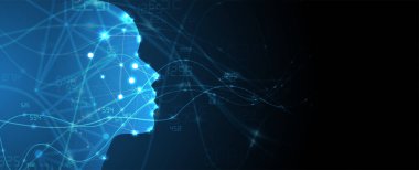 Soyut yapay zeka. Teknoloji web arka plan. Sanal kavramı