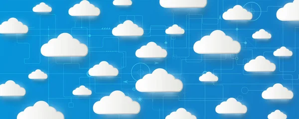 Nowoczesnej Technologii Chmurowej Zintegrowane Cyfrowe Tło Koncepcyjne — Wektor stockowy