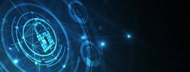 İş geçmişi için internet dijital siber güvenlik teknolojisi kavramı. Yaban domuzunu kilitle.