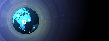 İş geçmişi için internet dijital siber güvenlik teknolojisi kavramı. Yaban domuzunu kilitle.