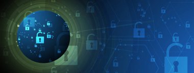İş geçmişi için internet dijital siber güvenlik teknolojisi kavramı. Yaban domuzunu kilitle.