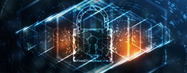 İş geçmişi için internet dijital siber güvenlik teknolojisi kavramı. Yaban domuzunu kilitle.