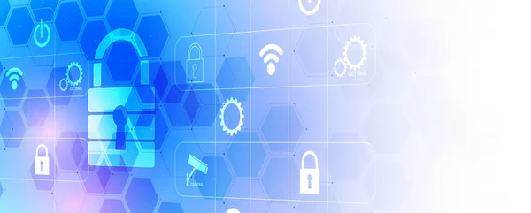 Säkerhet Och Information Eller Nätverksskydd Framtida Webbtjänster För Cyberteknik För — Stock vektor