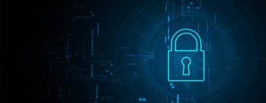 Siber güvenlik ve bilgi ya da ağ koruması. İş ve internet projesi için gelecekteki siber teknoloji web hizmetleri