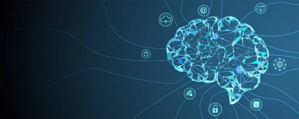 Résumé Intelligence Artificielle Cloud Computing Apprentissage Automatique Technologie Toile Fond — Image vectorielle