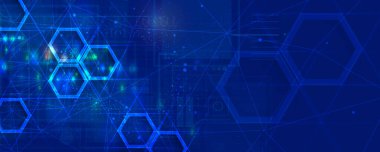 Soyut altıgen arkaplan. Teknoloji çocuk felci tasarımı. Dijital gelecekçi minimalizm. Vektör