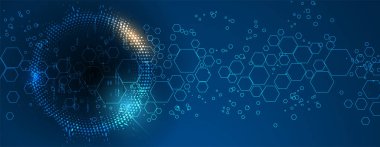 Basit çokgen elementlere sahip geometrik altıgen soyut arkaplan. Tıbbi, iş, teknoloji veya bilim tasarımı.