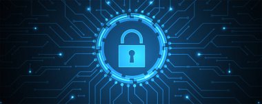 Siber güvenlik ve bilgi ya da ağ koruması. İş ve internet projesi için gelecekteki siber teknoloji web hizmetleri