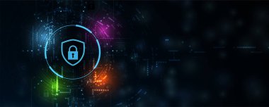 İş geçmişi için internet dijital siber güvenlik teknolojisi kavramı. Yaban domuzunu kilitle.