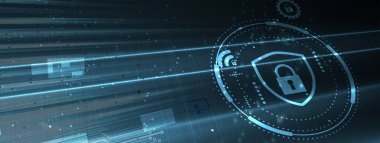 İş geçmişi için internet dijital siber güvenlik teknolojisi kavramı. Yaban domuzunu kilitle.