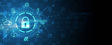 İş geçmişi için internet dijital siber güvenlik teknolojisi kavramı. Yaban domuzunu kilitle.