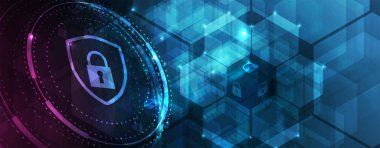 İş geçmişi için internet dijital siber güvenlik teknolojisi kavramı. Yaban domuzunu kilitle.