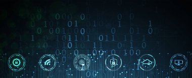 İş geçmişi için internet dijital siber güvenlik teknolojisi kavramı. Yaban domuzunu kilitle.