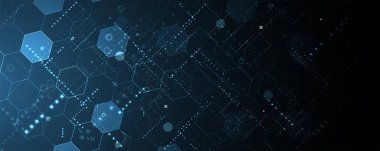 Kuantum işleme. Derin öğrenme yapay zekası. İşletme veya bilim sunumu için gelecekteki yeni teknoloji. Vektör arkaplanı