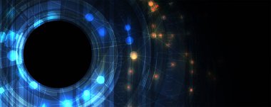 soyut fütüristik devre bilgisayar teknolojisi yönetim kurulu karanlık arkaplan, el yapımı vektör.