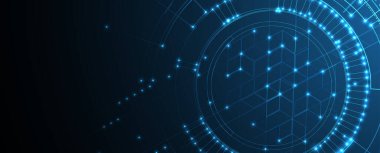 Soyut teknoloji geçmişi. Geometrik şekillerle gelecek teknolojisi arayüzü el yapımı vektör