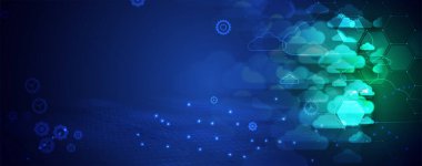 Modern bulut teknolojisi. Entegre dijital web konsept vektör arkaplanı