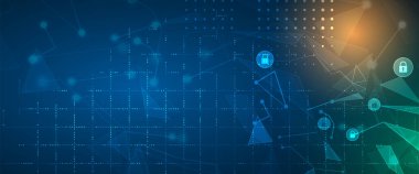 İnternet işi için teknoloji soyut fütüristik bilim geçmişi. Büyük veri konsepti. Vektör Sanatı.